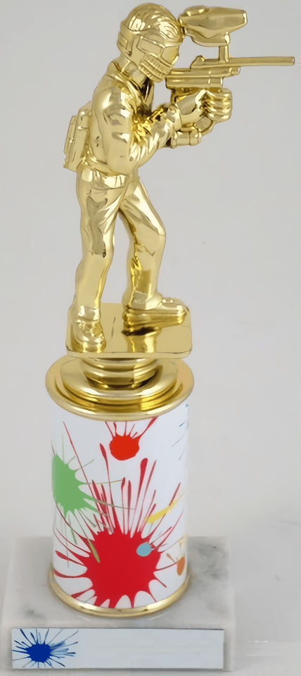 Paintball Trophy On Splatter Round Column - Schoppy&