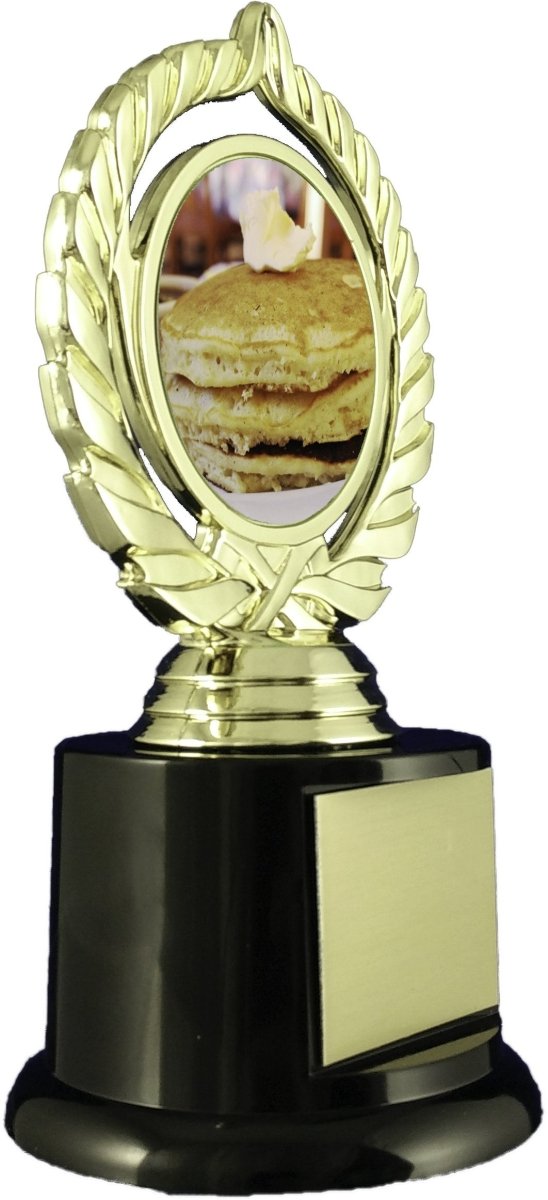 Pancake Trophy On Black Round Base - Schoppy's Since 1921