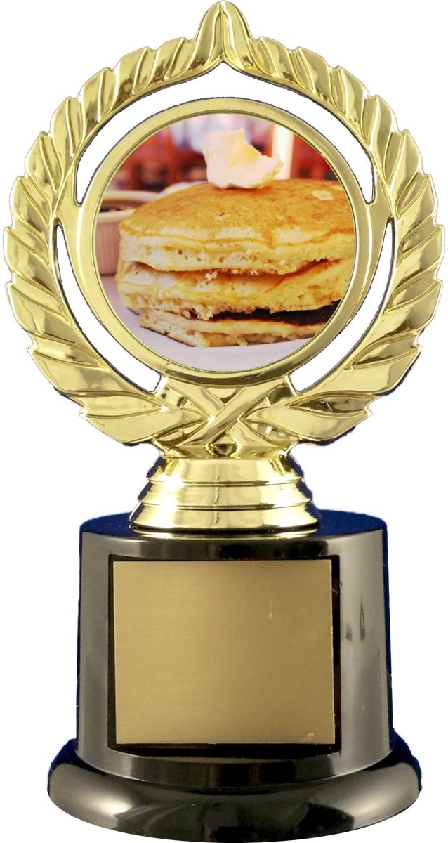 Pancake Trophy On Black Round Base - Schoppy's Since 1921