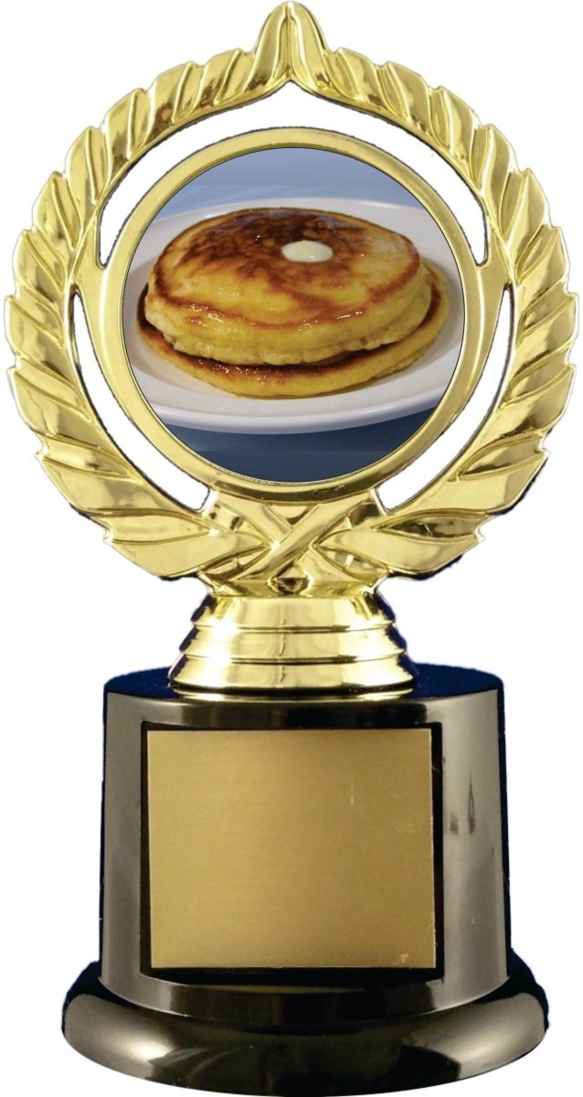 Pancake Trophy On Black Round Base - Schoppy's Since 1921