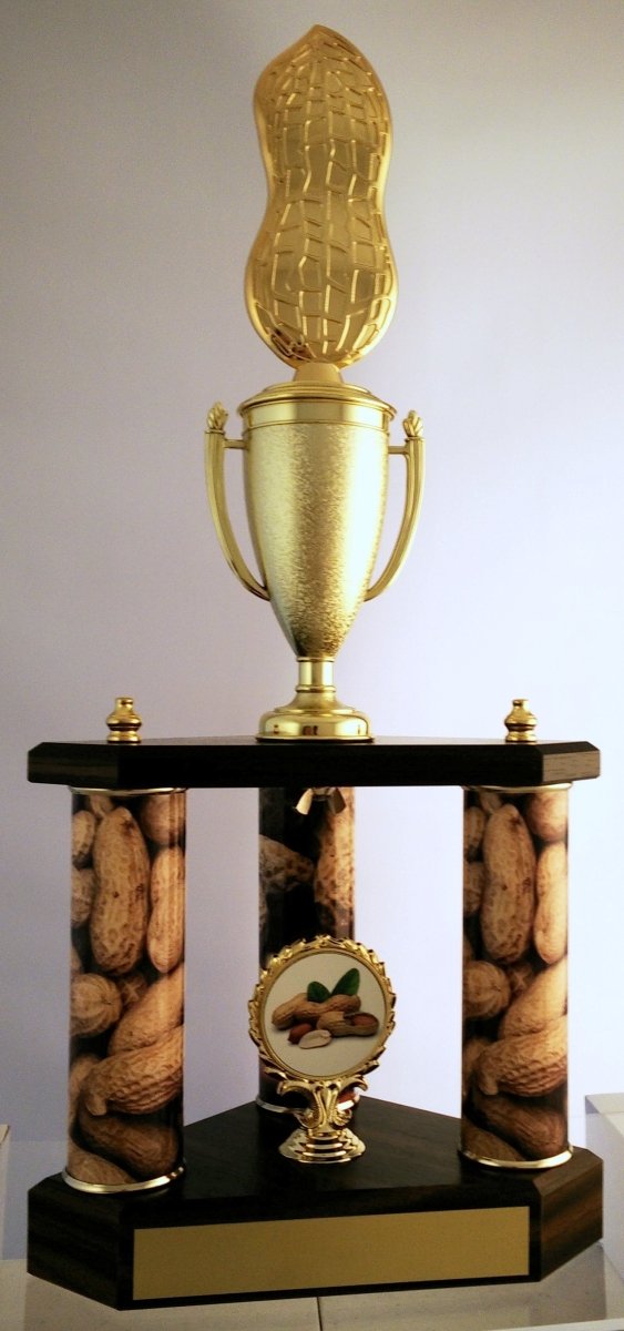 Peanut (Flat Metal) 3 Column Cup Trophy - Schoppy's Since 1921