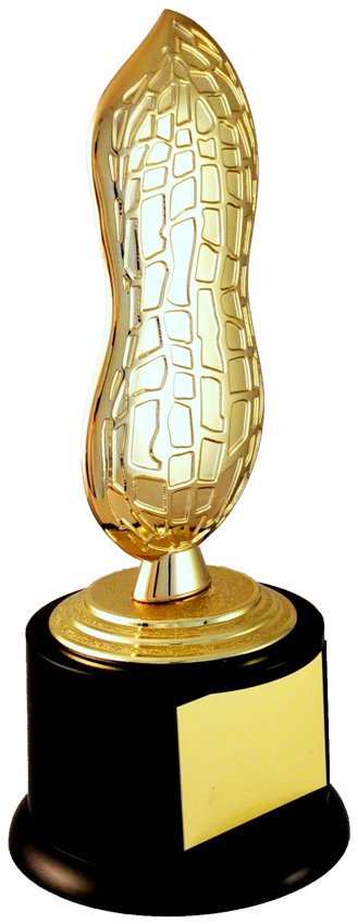 Flat Metal Peanut on Black Round Base-Trophy-Schoppy's Since 1921