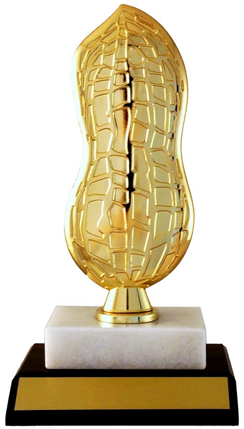 Flat Metal Peanut on Marble and Wooden Base-Trophy-Schoppy's Since 1921