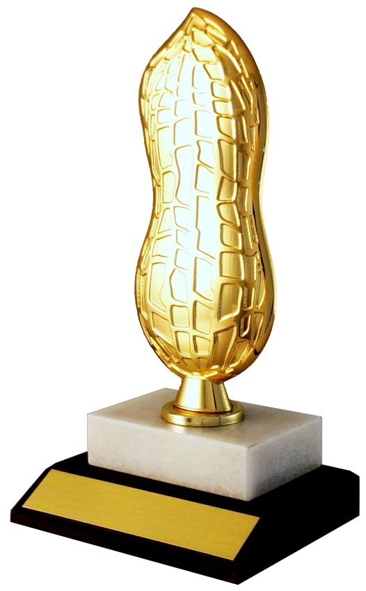 Flat Metal Peanut on Marble and Wooden Base-Trophy-Schoppy's Since 1921