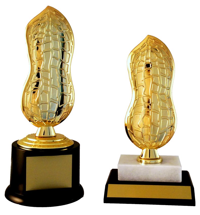 Flat Metal Peanut on Marble and Wooden Base-Trophy-Schoppy's Since 1921