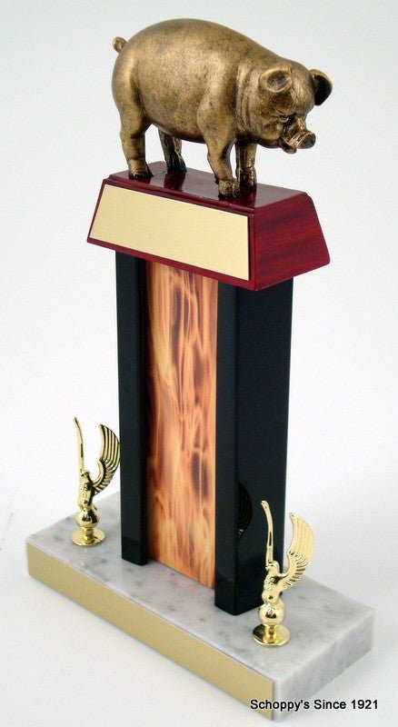 Pig Trophy with Black Column & Flaming Center - Schoppy Original - Schoppy's Since 1921