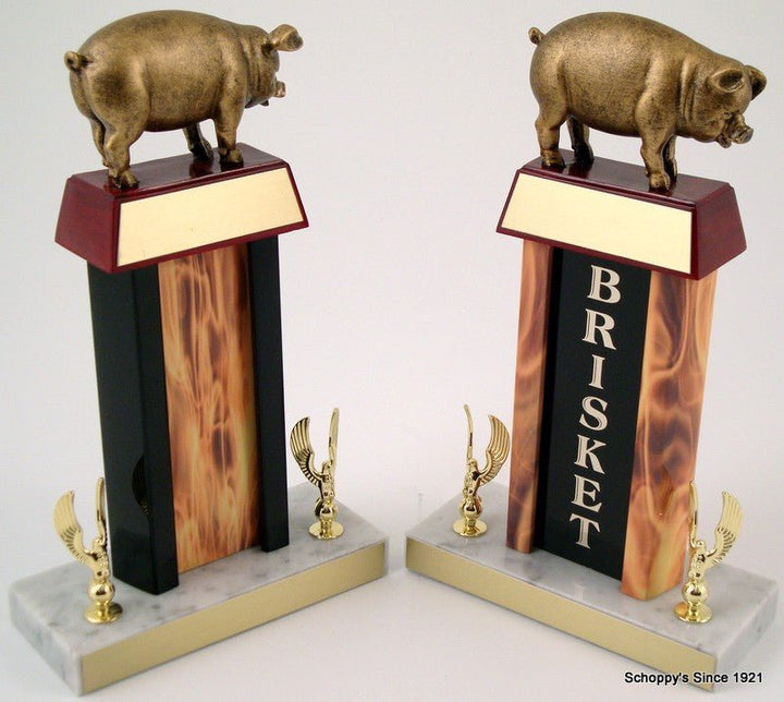 Pig Trophy with Black Column & Flaming Center - Schoppy Original-Trophies-Schoppy's Since 1921