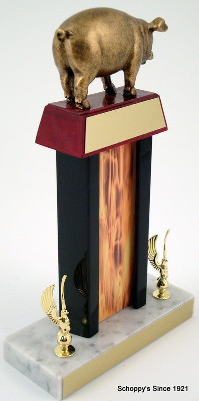 Pig Trophy with Black Column & Flaming Center - Schoppy Original-Trophies-Schoppy's Since 1921