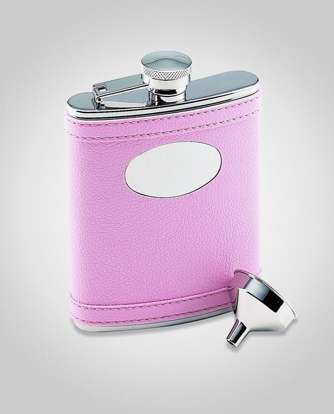 Pink 6 oz Flask w/Eng Plate - Schoppy's Since 1921