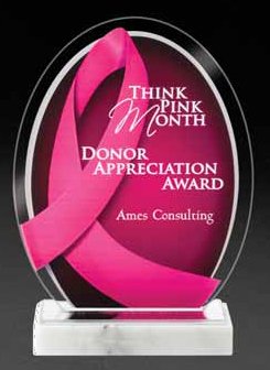 Pink Ribbon Awareness Acrylic Award - Schoppy's Since 1921