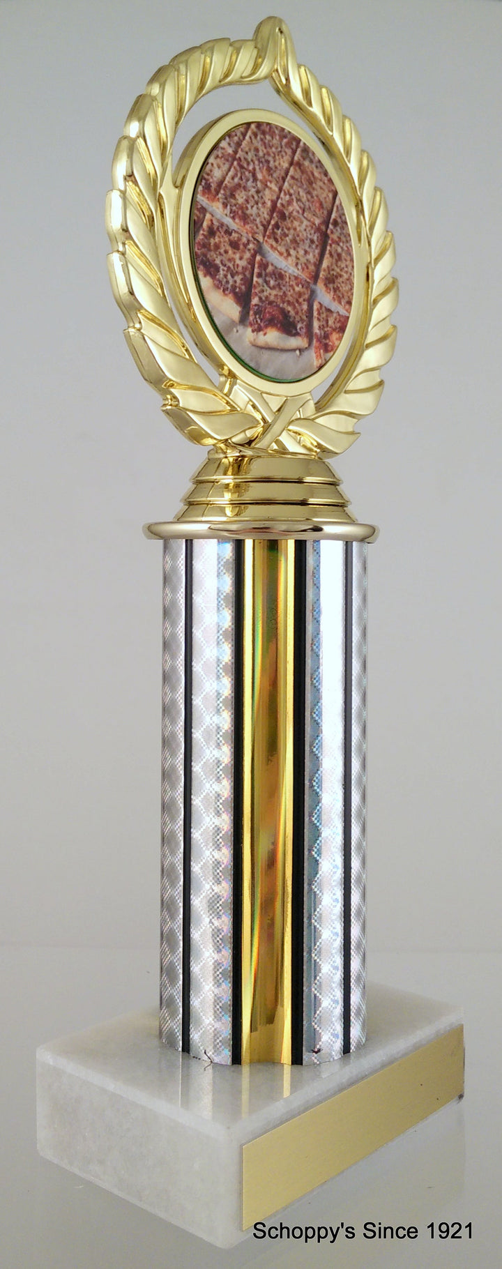 Pizza Logo Trophy On Round Column-Trophy-Schoppy's Since 1921