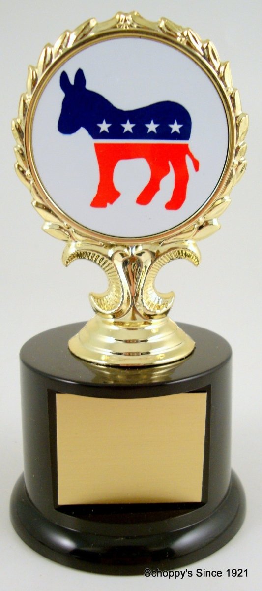 Political Animal Logo Trophy On Black Round Base - Schoppy's Since 1921