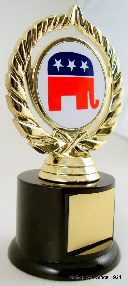 Political Animal Logo Trophy On Black Round Base - Schoppy's Since 1921