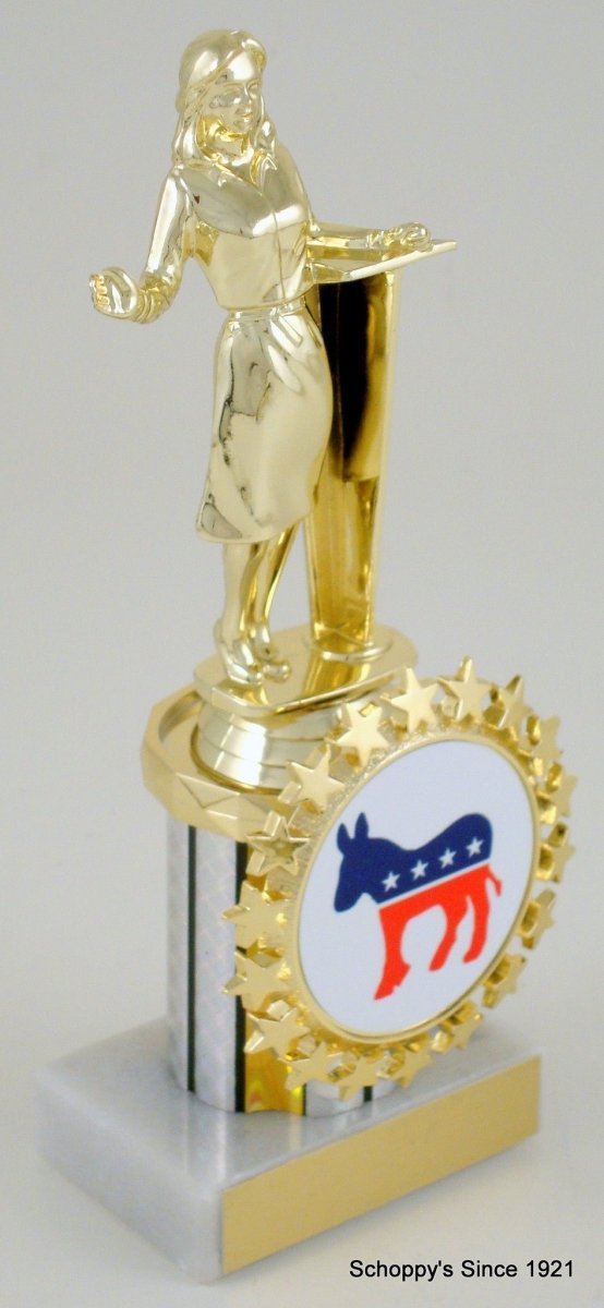 Political Figure Trophy on Round Column with Logo - Schoppy's Since 1921