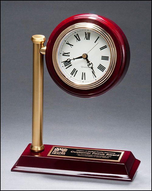 Rail station style desk clock on rosewood finish high gloss base BC1000 - Schoppy's Since 1921