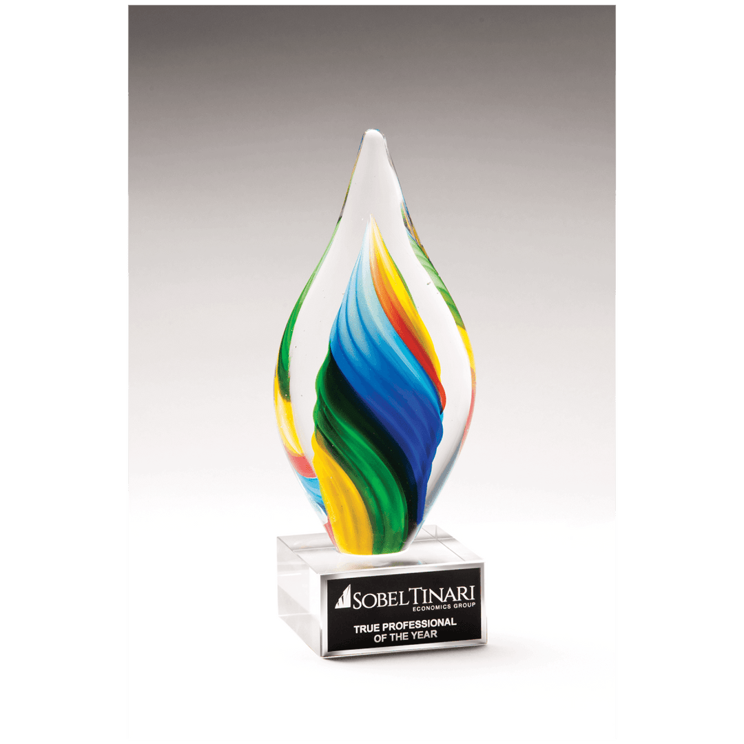 Rainbow Twist Art Glass with Glass Base - Schoppy&