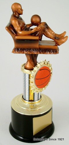 Recliner Basketball on Black Round Base-Trophies-Schoppy's Since 1921