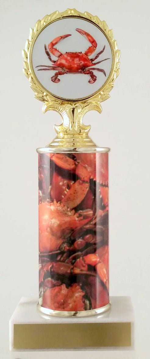 Red Crab Custom Column Trophy With Logo - Schoppy&