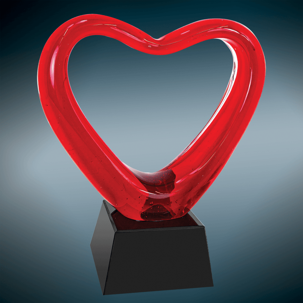Red Heart Art Glass Sculpture - 6.5" Tall - Schoppy's Since 1921