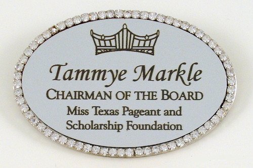 Rhinestone Border Metal Pageant Name Badge - Schoppy's Since 1921