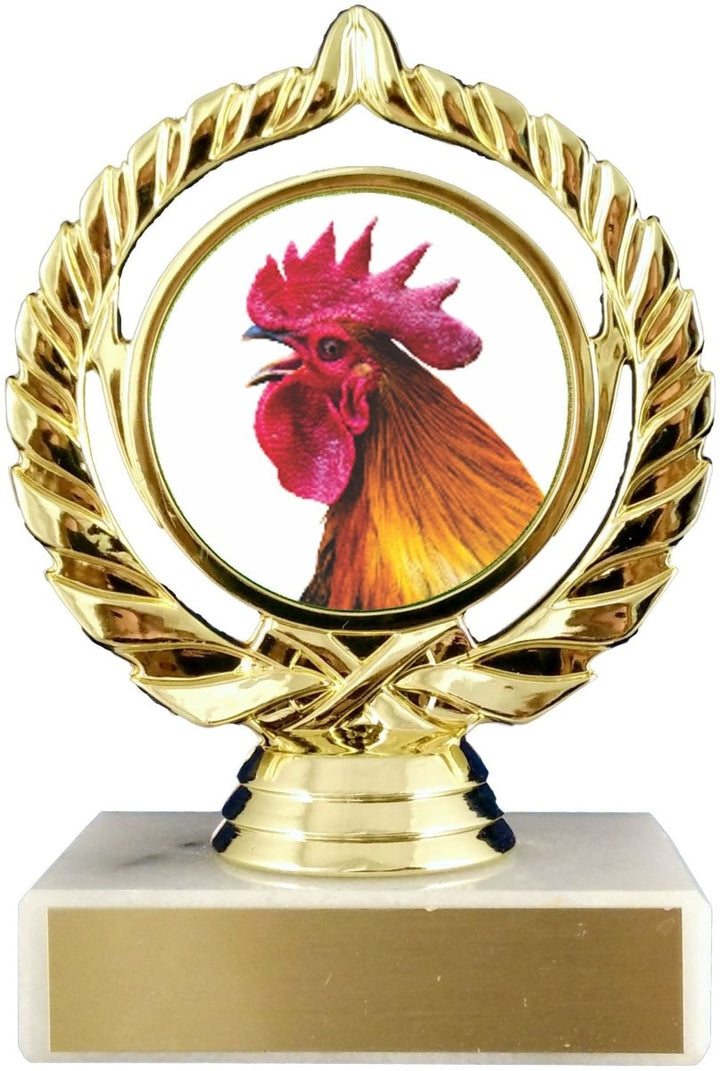 Rooster Logo Trophy on Marble Base - Schoppy's Since 1921