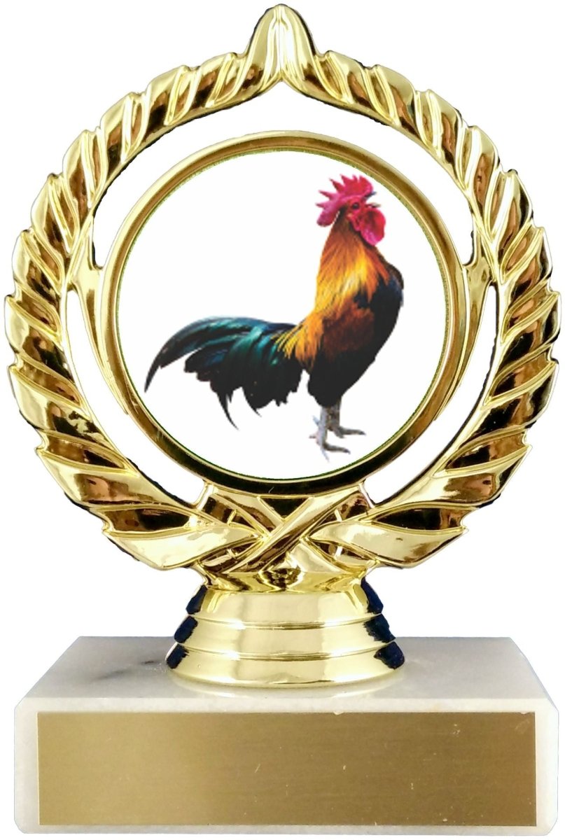 Rooster Logo Trophy on Marble Base - Schoppy's Since 1921