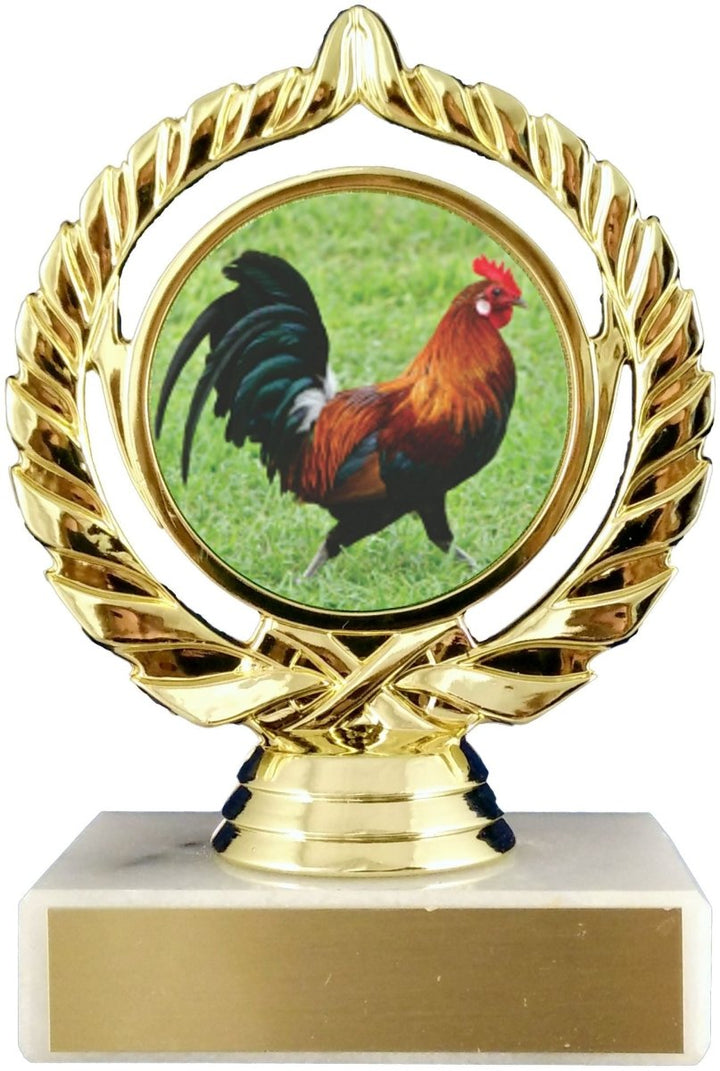 Rooster Logo Trophy on Marble Base - Schoppy's Since 1921