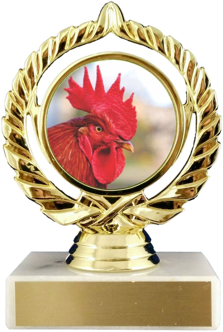 Rooster Logo Trophy on Marble Base - Schoppy's Since 1921