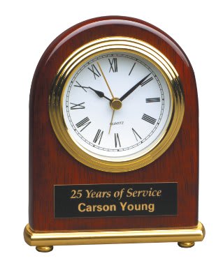 Rosewood Piano Finish Arch Desk Clock - Schoppy's Since 1921