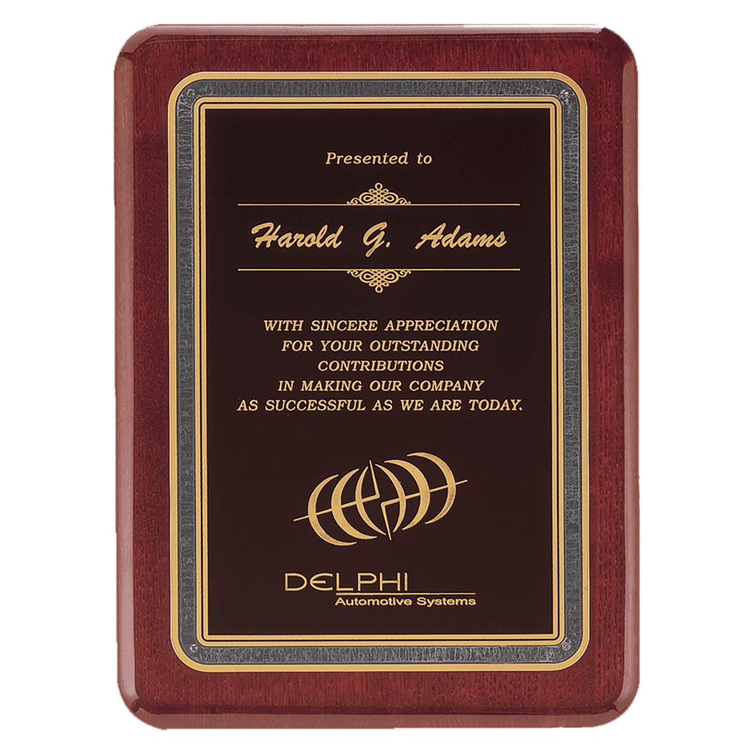 Rosewood Piano Finish Plaque with Black Plate - Schoppy&