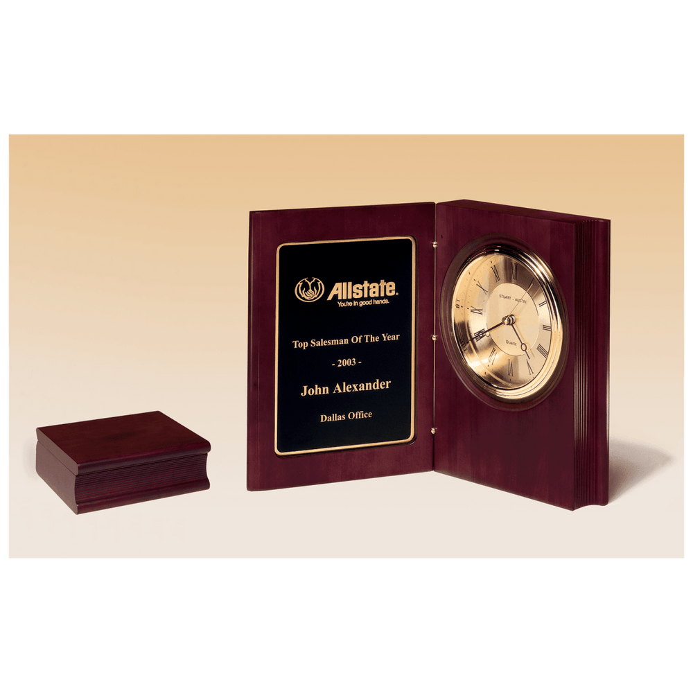 Rosewood Stained Book Clock - Schoppy's Since 1921