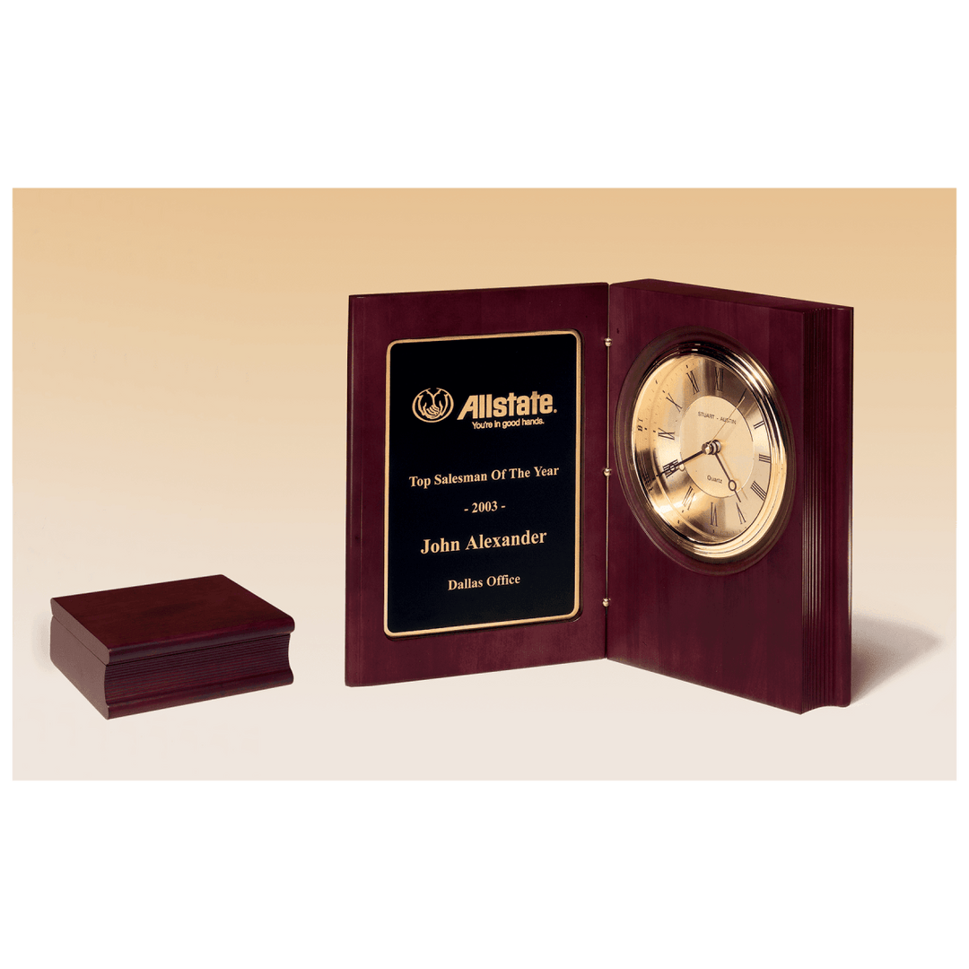 Rosewood Stained Book Clock - Schoppy's Since 1921