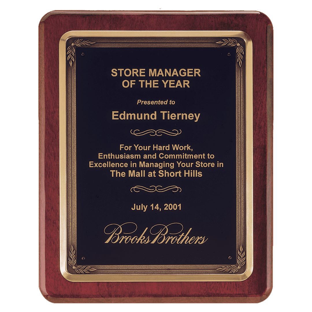 Rosewood stained piano finish Antique Metal frame Cast plaque - Schoppy&