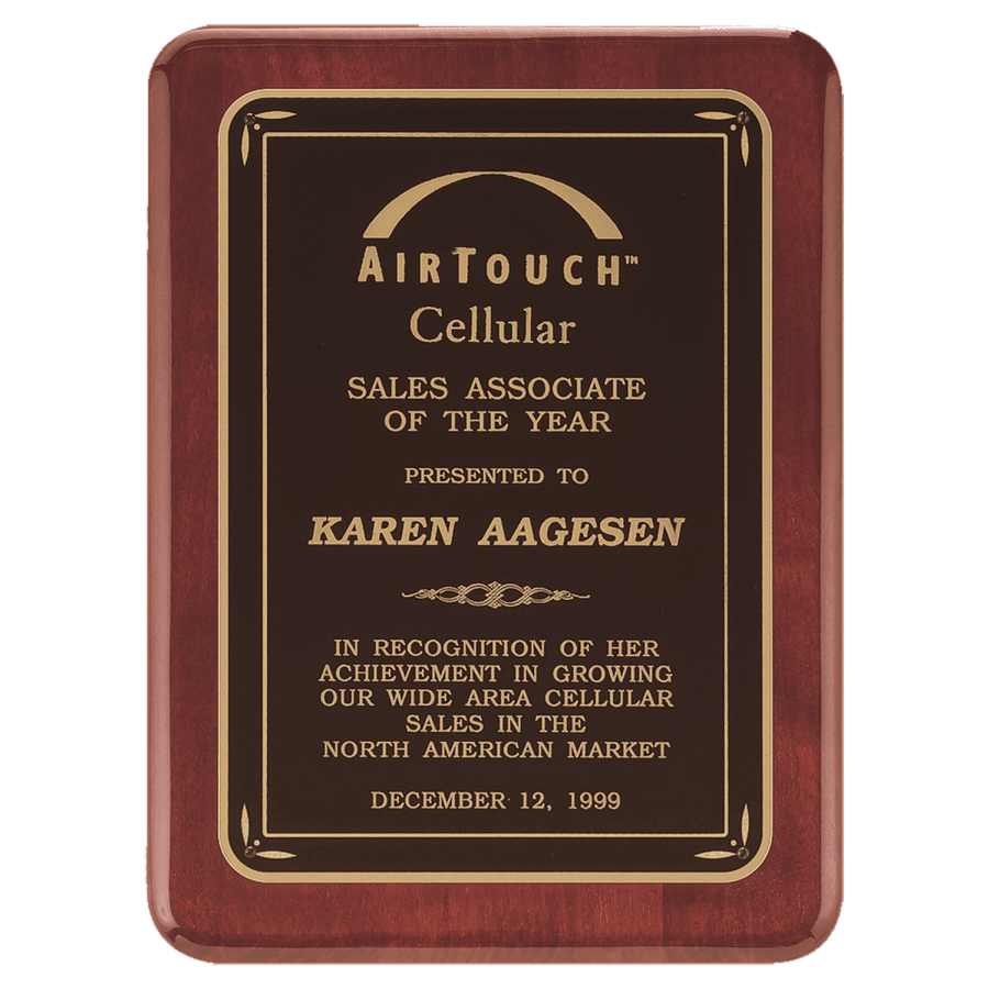 Rosewood Stained Piano Finish Gloss border and Matte Center Plaque - Schoppy's Since 1921