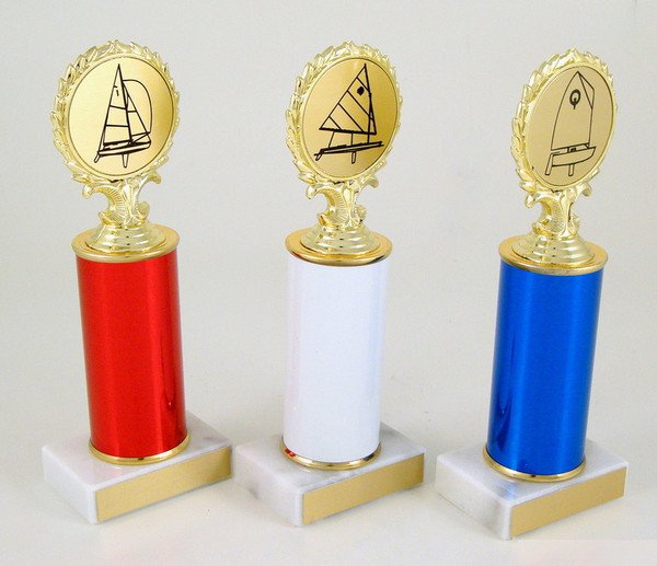 Sailboat Logo Original Metal Roll Column Trophy - Schoppy's Since 1921