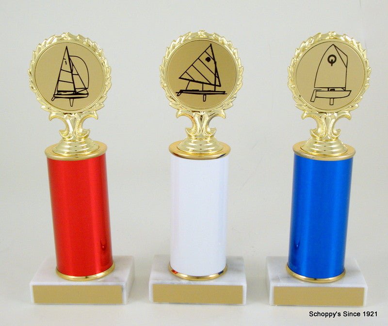 Sailboat Logo Original Metal Roll Column Trophy - Schoppy's Since 1921