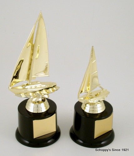 Sailboat Trophy on Black Round Base - Small-Trophies-Schoppy's Since 1921