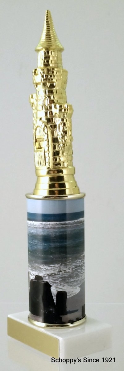 Sandcastle Trophy With Beach Metal Column On Marble - Schoppy's Since 1921