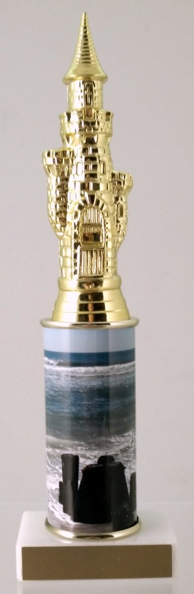 Sandcastle Trophy With Beach Metal Column On Marble - Schoppy's Since 1921