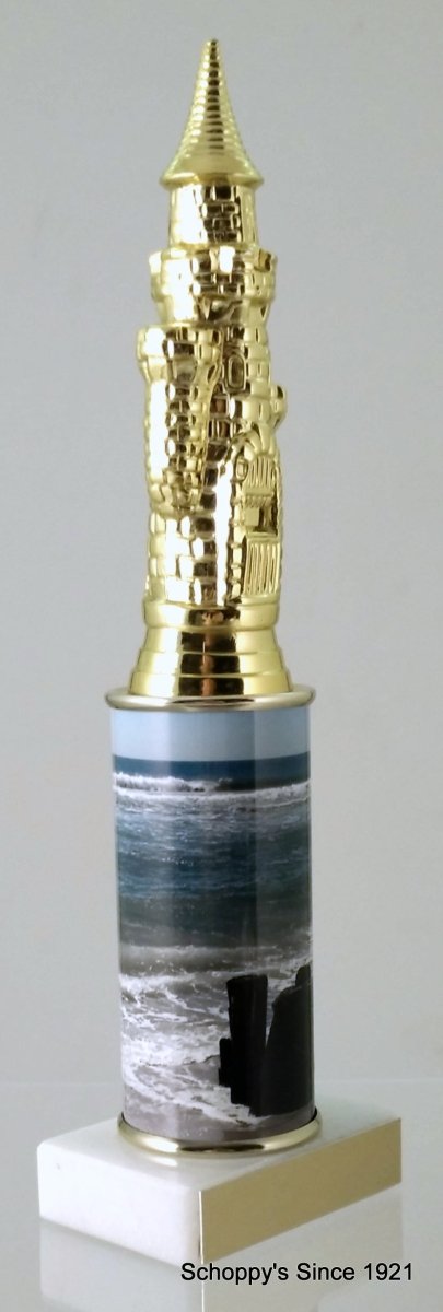 Sandcastle Trophy With Beach Metal Column On Marble - Schoppy's Since 1921