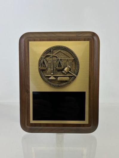 Scales of Justice Plaque on Genuine Walnut - 7" x 9" - Schoppy's Since 1921