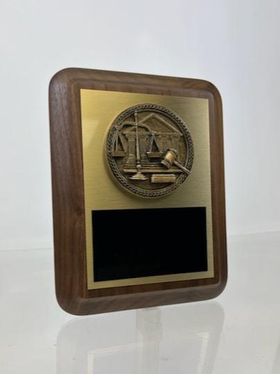 Scales of Justice Plaque on Genuine Walnut - 7" x 9" - Schoppy's Since 1921