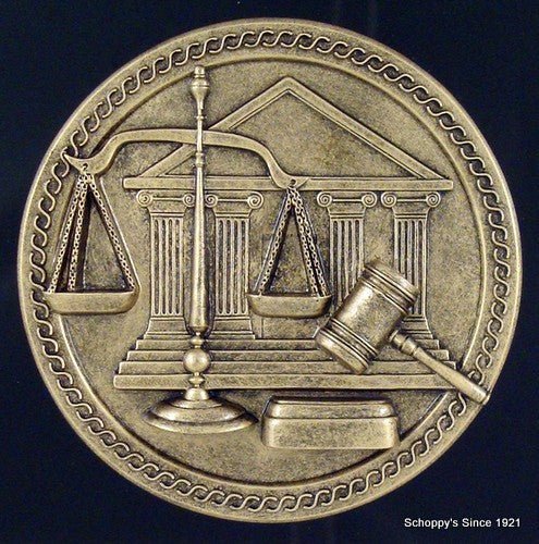 Scales of Justice Plaque on Genuine Walnut - 7" x 9" - Schoppy's Since 1921