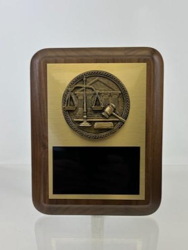 Scales of Justice Plaque on Genuine Walnut - 7" x 9" - Schoppy's Since 1921