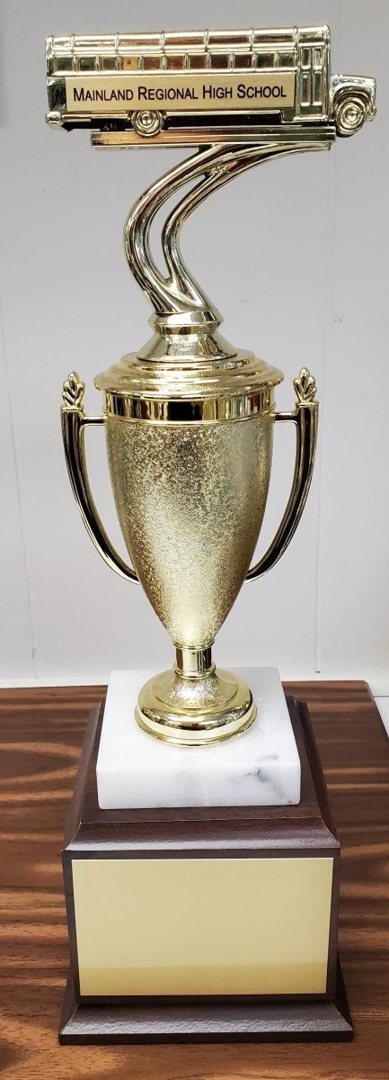 School Bus Personalized Perpetual Trophy on Wood base - Schoppy&