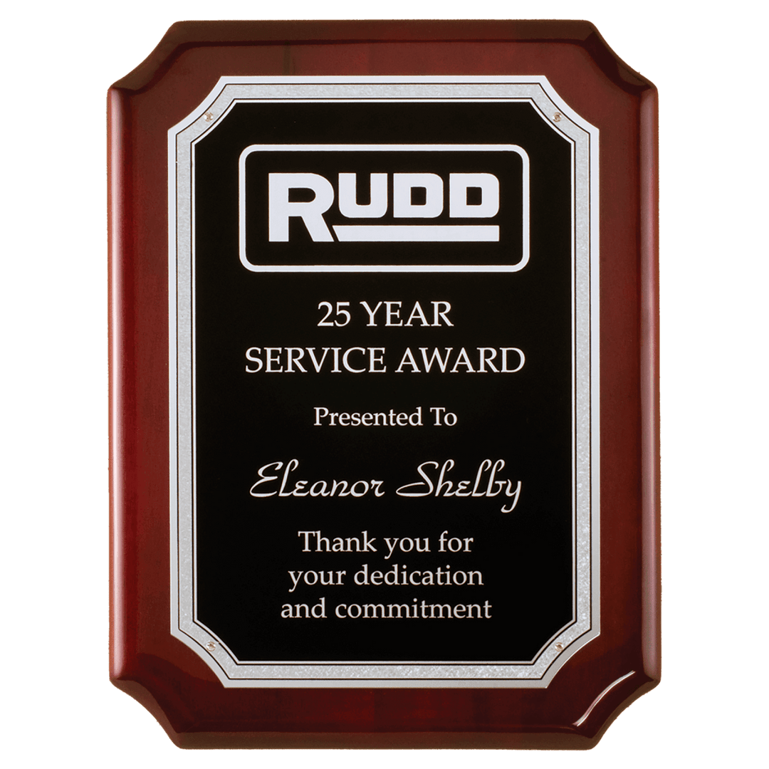 Silver Florentine Border with Textured Black Center on Rosewood Piano - Finish Plaque - Schoppy&
