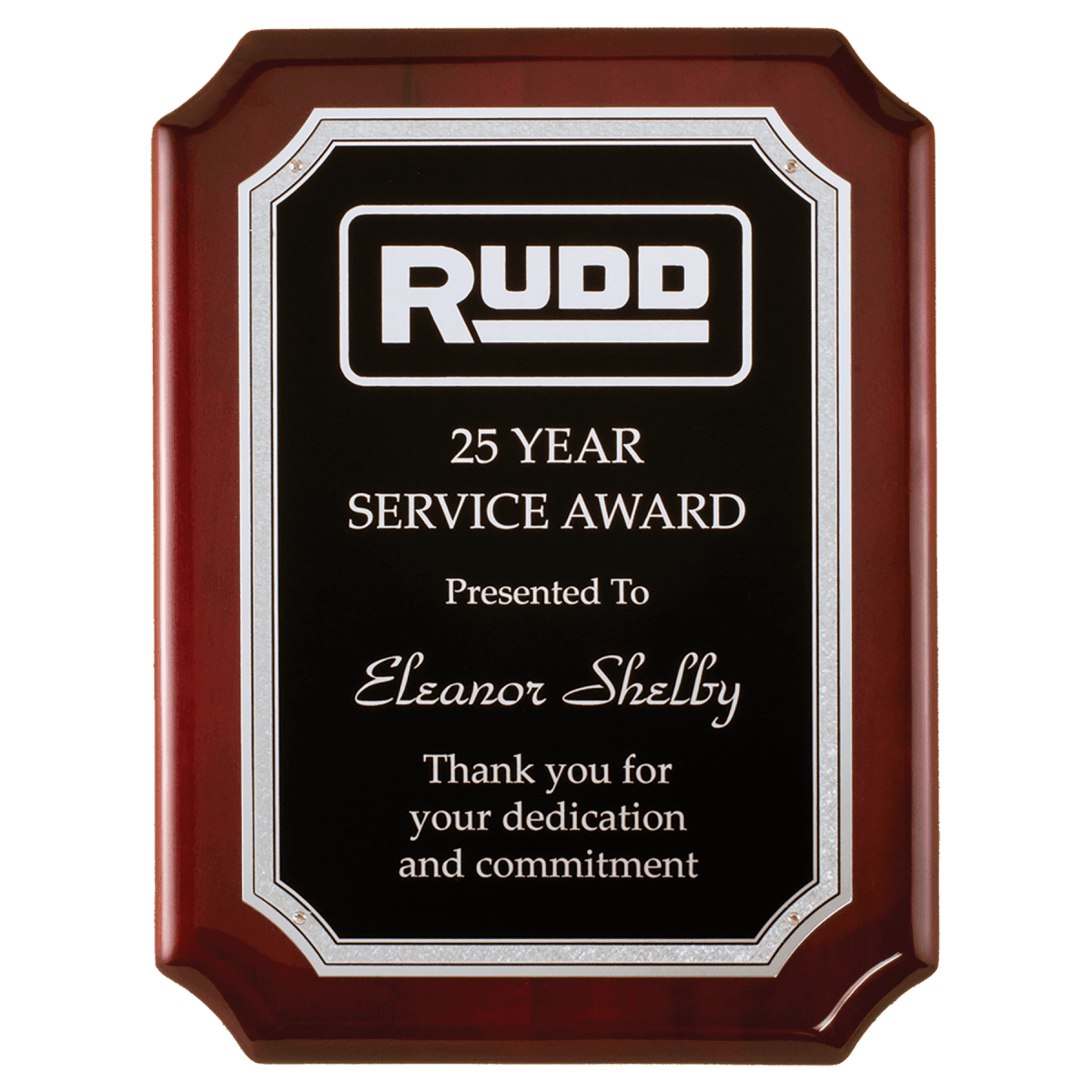 Silver Florentine Border with Textured Black Center on Rosewood Piano - Finish Plaque - Schoppy's Since 1921