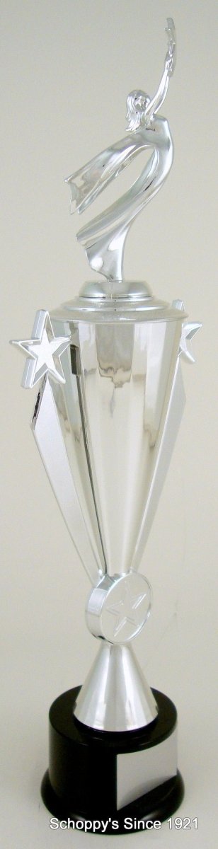 Silver Victory Star Trophy On Black Round Base - Schoppy's Since 1921