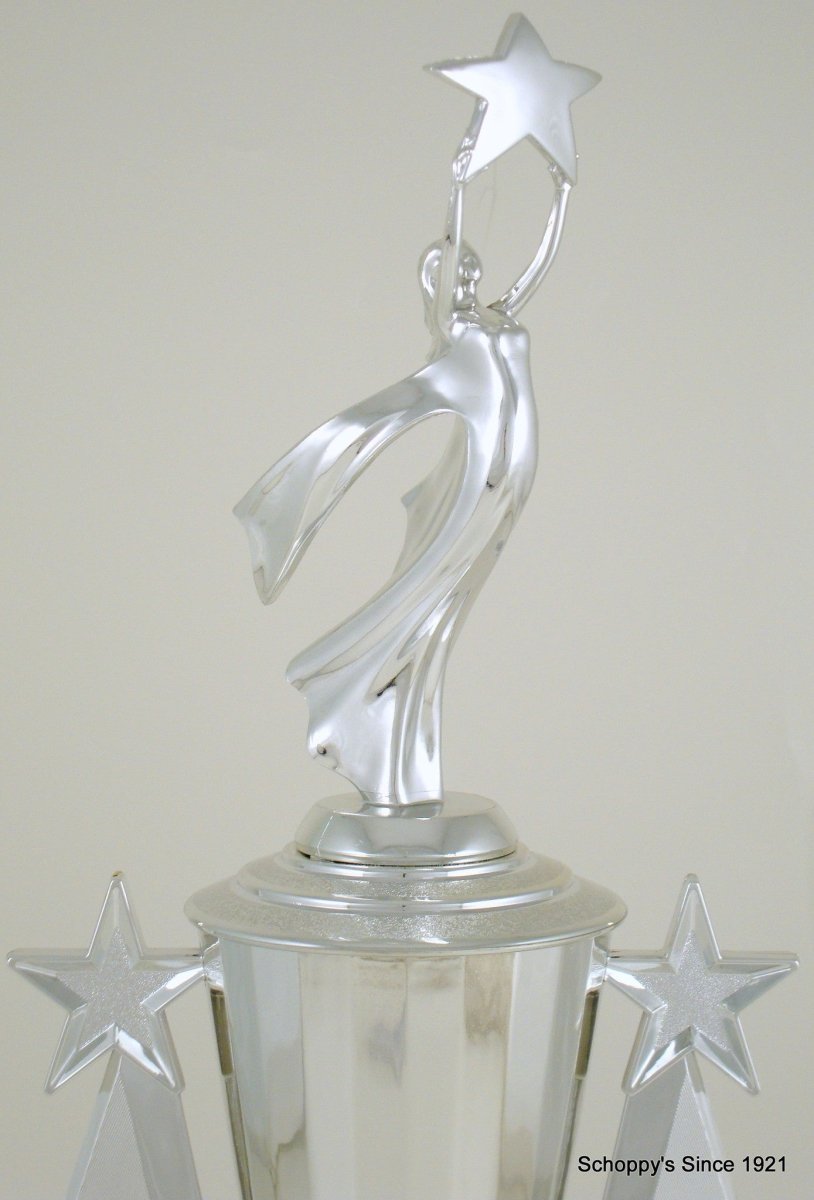 Silver Victory Star Trophy On Black Round Base - Schoppy's Since 1921