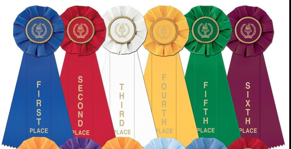 Single Large Rosette Ribbons - First thru Sixth, Honorable Mention, Best of Show - Schoppy's Since 1921